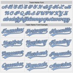 Maglia da baseball personalizzata grigia bianca blu-acciaio autentica a righe blu chiaro