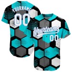 Maglia da baseball con motivo bianco-chiaro autentico, design personalizzato, blu 3D verde acqua Maglia da baseball con motivo bianco-chiaro autentico, design personalizzato, blu 3D verde acqua
