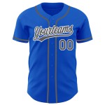 Maglia da baseball Thunder Custom autentica, grigio-bianca, blu acciaio Maglia da baseball Thunder Custom autentica, grigio-bianca, blu acciaio