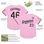 Maglia da baseball autentica rosa retrò in rete leggera nera personalizzata Maglia da baseball autentica rosa retrò in rete leggera nera personalizzata