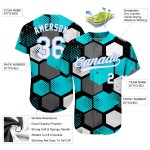 Maglia da baseball con motivo bianco-chiaro autentico, design personalizzato, blu 3D verde acqua Maglia da baseball con motivo bianco-chiaro autentico, design personalizzato, blu 3D verde acqua