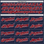 Maglia da baseball personalizzata blu navy, sfumatura rossa e bianca, autentica Maglia da baseball personalizzata blu navy, sfumatura rossa e bianca, autentica