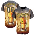 Maglia da baseball gialla da birra, modello grigio, design 3D personalizzato per la giornata internazionale, acciaio autentico Maglia da baseball gialla da birra, modello grigio, design 3D personalizzato per la giornata internazionale, acciaio autentico