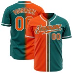 Maglia da baseball moda verde acqua sfumata autentica personalizzata arancione-bianca Maglia da baseball moda verde acqua sfumata autentica personalizzata arancione-bianca