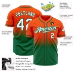 Maglia da baseball personalizzata autentica verde sfumata bianca-arancione Kelly Fashion Maglia da baseball personalizzata autentica verde sfumata bianca-arancione Kelly Fashion