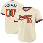 Maglia da baseball personalizzata retrò color crema arancione-blu reale autentica Maglia da baseball personalizzata retrò color crema arancione-blu reale autentica