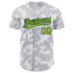 Maglia da baseball autentica verde-blu navy con design neon personalizzato, motivo 3D, linee curve bianche Maglia da baseball autentica verde-blu navy con design neon personalizzato, motivo 3D, linee curve bianche