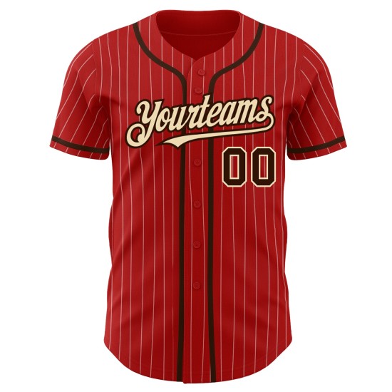 Maglia da baseball autentica personalizzata a righe rosse Brown-City, color crema, bianca Maglia da baseball autentica personalizzata a righe rosse Brown-City, color crema, bianca