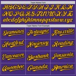 Maglia da baseball autentica, maniche raglan viola, personalizzata, nera e oro