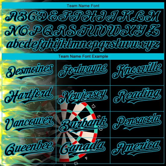 Maglia da baseball con motivo Blue Lakes Black, design Fiery, personalizzata e autentica, con freccette 3D