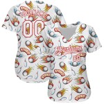Maglia da baseball autentica personalizzata Firely White Bowling 3D Design rosso Maglia da baseball autentica personalizzata Firely White Bowling 3D Design rosso