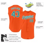 Maglia da baseball personalizzata verde acqua e bianca arancione autentica senza maniche Maglia da baseball personalizzata verde acqua e bianca arancione autentica senza maniche