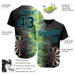 Maglia da baseball con motivo Blue Lakes Black, design Fiery, personalizzata e autentica, con freccette 3D