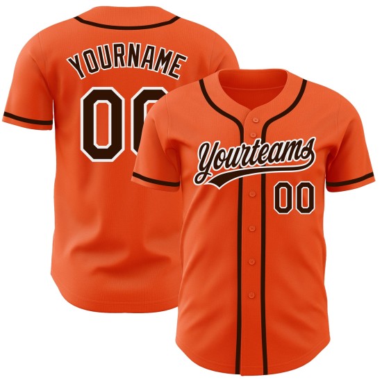 Maglia da baseball arancione autentica, marrone e bianca, personalizzata