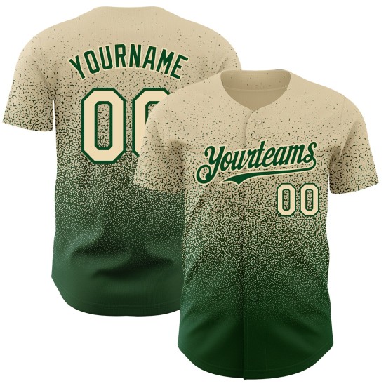 Maglia da baseball autentica, verde sbiadito, personalizzata, crema, moda