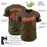 Maglia da baseball personalizzata "Red-Cream To Salute" con servizio autentico, oliva Maglia da baseball personalizzata "Red-Cream To Salute" con servizio autentico, oliva