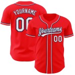 Maglia da baseball personalizzata rossa, bianca e blu navy, autentica Fire Maglia da baseball personalizzata rossa, bianca e blu navy, autentica Fire