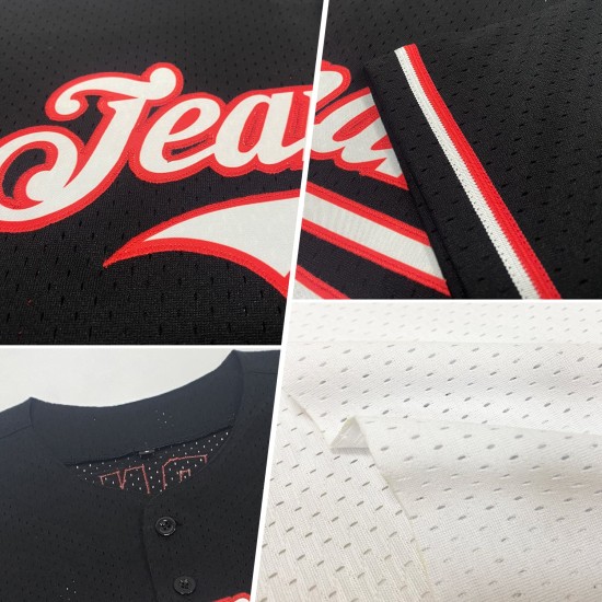 Maglia da baseball autentica, personalizzata, stile retrò, bianca, rosso-blu