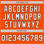 Maglia da baseball personalizzata arancione, colori autentici, 3 maniche, forme bianche e nere Maglia da baseball personalizzata arancione, colori autentici, 3 maniche, forme bianche e nere