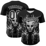 Maglia da baseball bianca autentica personalizzata con motivo 3D nero a forma di teschio Rave Maglia da baseball bianca autentica personalizzata con motivo 3D nero a forma di teschio Rave
