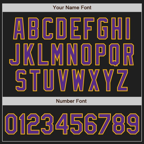 Maglia da baseball personalizzata viola-oro autentica nera Maglia da baseball personalizzata viola-oro autentica nera