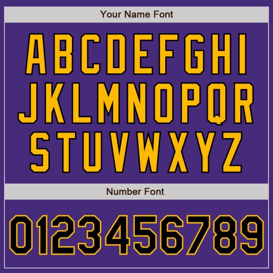 Maglia da baseball autentica, maniche raglan viola, personalizzata, nera e oro