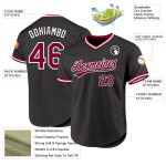 Maglia da baseball retrò, bordeaux-bianca, autentica, nera, personalizzata