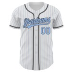 Maglia da baseball personalizzata grigia bianca blu-acciaio autentica a righe blu chiaro