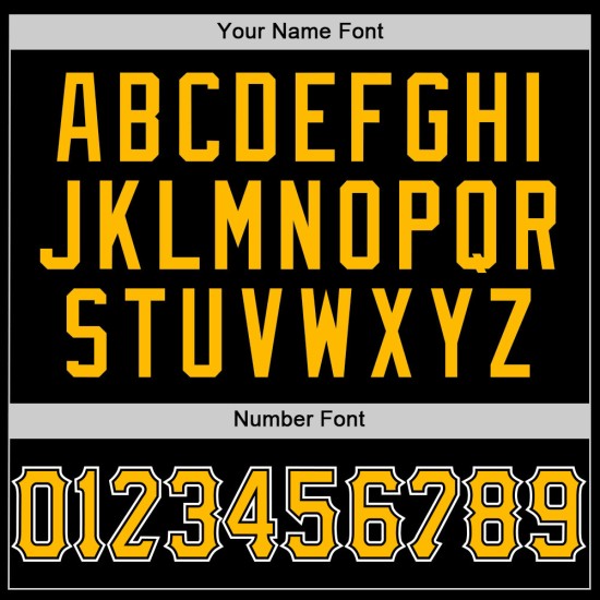 Maglia da baseball nera personalizzata, autentica, in oro e bianco, stile retrò Maglia da baseball nera personalizzata, autentica, in oro e bianco, stile retrò