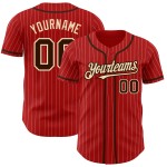 Maglia da baseball autentica personalizzata a righe rosse Brown-City, color crema, bianca Maglia da baseball autentica personalizzata a righe rosse Brown-City, color crema, bianca