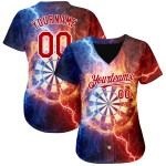 Maglia da baseball personalizzata con motivo Flame Board nero 3D autentico rosso-bianco con freccette