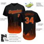 Maglia da baseball San City Fashion, arancione-grigio sfumato, 3D Francisco, edizione nera personalizzata, autentica Maglia da baseball San City Fashion, arancione-grigio sfumato, 3D Francisco, edizione nera personalizzata, autentica