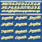Maglia da baseball vintage autentica blu in rete, personalizzata, bianca e gialla Maglia da baseball vintage autentica blu in rete, personalizzata, bianca e gialla
