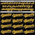 Maglia da baseball nera personalizzata, autentica, in oro e bianco, stile retrò Maglia da baseball nera personalizzata, autentica, in oro e bianco, stile retrò