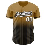 Maglia da baseball Pinstripe personalizzata in oro, stile vintage, bianca e nera, autentica, sbiadita