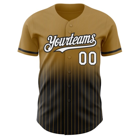 Maglia da baseball Pinstripe personalizzata in oro, stile vintage, bianca e nera, autentica, sbiadita
