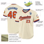 Maglia da baseball personalizzata retrò color crema arancione-blu reale autentica Maglia da baseball personalizzata retrò color crema arancione-blu reale autentica