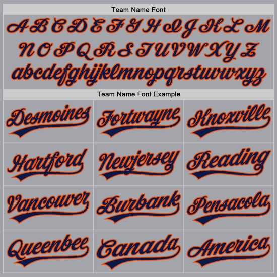 Maglia da baseball autentica grigia blu navy-arancio personalizzata Maglia da baseball autentica grigia blu navy-arancio personalizzata