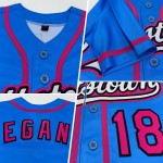 Maglia da baseball autentica personalizzata Sky rosa-nera blu