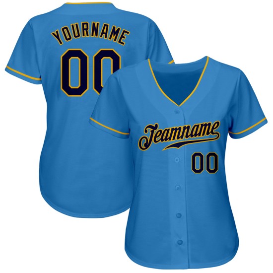 Maglia da baseball personalizzata autentica blu navy e oro
