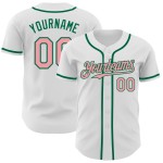 Maglia da baseball autentica verde bianca personalizzata di taglia media, rosa-Kelly Maglia da baseball autentica verde bianca personalizzata di taglia media, rosa-Kelly