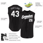Maglia da baseball a righe nere senza maniche bianca, autentica, grigia, personalizzata