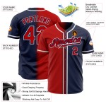Maglia da baseball personalizzata blu navy, sfumatura rossa e bianca, autentica Maglia da baseball personalizzata blu navy, sfumatura rossa e bianca, autentica