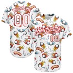 Maglia da baseball autentica personalizzata Firely White Bowling 3D Design rosso Maglia da baseball autentica personalizzata Firely White Bowling 3D Design rosso