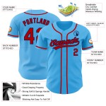 Maglia da baseball autentica personalizzata rosso-blu navy Sky