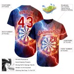 Maglia da baseball personalizzata con motivo Flame Board nero 3D autentico rosso-bianco con freccette