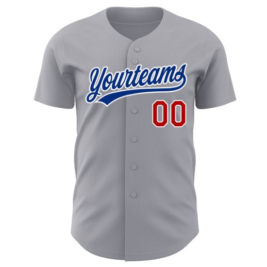 Maglia da baseball autentica grigia personalizzata rosso-bianca Maglia da baseball autentica grigia personalizzata rosso-bianca