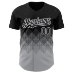 Maglia da baseball con forme sfumate, modello grigio personalizzato in 3D, design nero, autentico quadrato Maglia da baseball con forme sfumate, modello grigio personalizzato in 3D, design nero, autentico quadrato