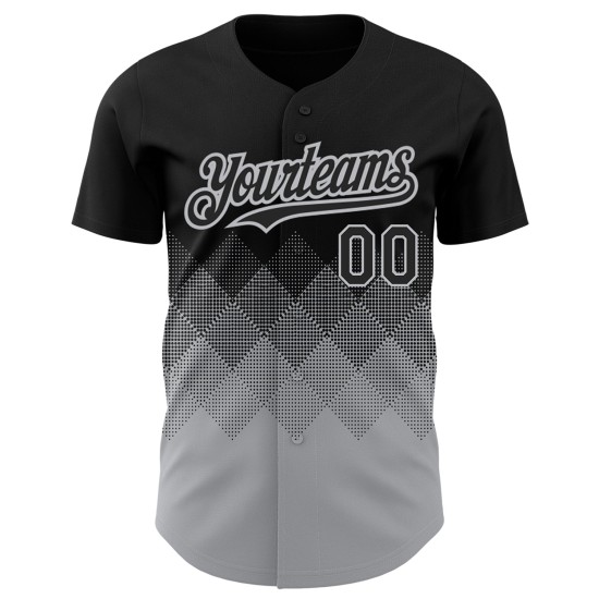 Maglia da baseball con forme sfumate, modello grigio personalizzato in 3D, design nero, autentico quadrato Maglia da baseball con forme sfumate, modello grigio personalizzato in 3D, design nero, autentico quadrato