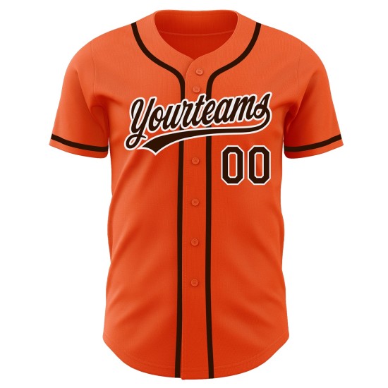 Maglia da baseball arancione autentica, marrone e bianca, personalizzata